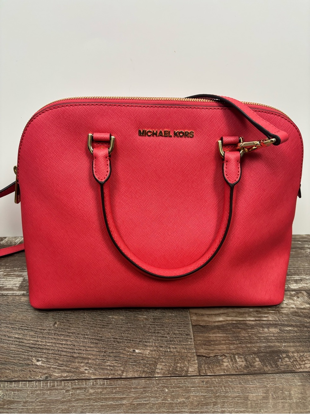 Michael Kors Pink Dome Satchel with Crossbody Strap